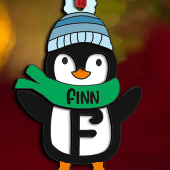 Intra απο ξύλο plywood 3mm-4mm πάχος – Penguin Letter F Στολίδι Holiday Δίασταση  20x20 cm INTRAFABR-109459774 - Image 2