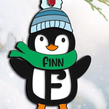 Intra απο ξύλο plywood 3mm-4mm πάχος – Penguin Letter F Στολίδι Holiday Δίασταση  20x20 cm INTRAFABR-109459774 - Image 3