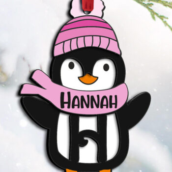 Intra απο ξύλο plywood 3mm-4mm πάχος – Penguin Letter H Χριστουγεννιάτικο Στολίδι Δίασταση  20x20 cm INTRAFABR-109528850 - Image 3