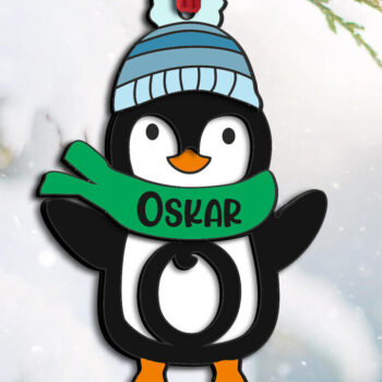 Intra απο ξύλο plywood 3mm-4mm πάχος – Penguin Letter O Χριστουγεννιάτικο Στολίδι Δίασταση  20x20 cm INTRAFABR-109581325 - Image 2