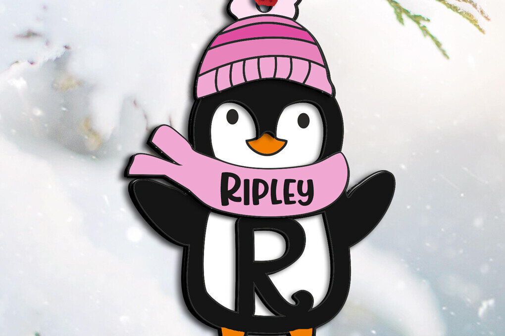 Intra απο ξύλο plywood 3mm-4mm πάχος – Penguin Letter R Χριστουγεννιάτικο Στολίδι Δίασταση  20x20 cm INTRAFABR-109613057