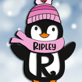 Intra απο ξύλο plywood 3mm-4mm πάχος – Penguin Letter R Χριστουγεννιάτικο Στολίδι Δίασταση  20x20 cm INTRAFABR-109613057 - Image 3