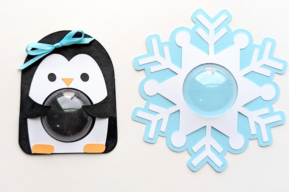 Intra απο ξύλο plywood 3mm-4mm πάχος – Penguin &amp; Snowflake Candy Dome Δίασταση  20x20 cm INTRAFABR-107928846