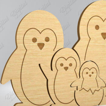 Intra απο ξύλο plywood 3mm-4mm πάχος – Penguin. Ξύλινο Family Puzzle Laser Δίασταση  20x20 cm INTRAFABR-83146315 - Image 1