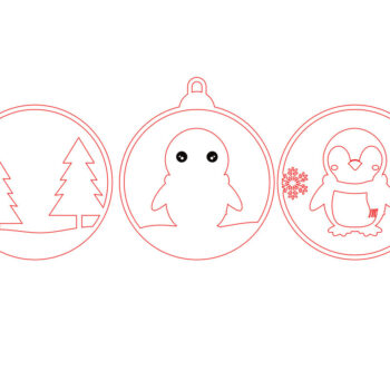 Intra απο ξύλο plywood 3mm-4mm πάχος – Πιγκουίνος Χειμερινό στολίδι με λέιζερ Δίασταση  20x20 cm INTRAFABR-106511472 - Image 2