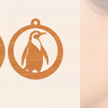 Intra απο ξύλο plywood 3mm-4mm πάχος – Ξύλινα σκουλαρίκια Penguin Δίασταση  5x5 cm INTRAFABR-99191293 - Image 1