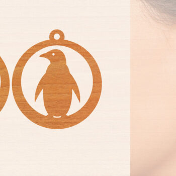 Intra απο ξύλο plywood 3mm-4mm πάχος – Ξύλινα σκουλαρίκια Penguin Δίασταση  5x5 cm INTRAFABR-99191350 - Image 1