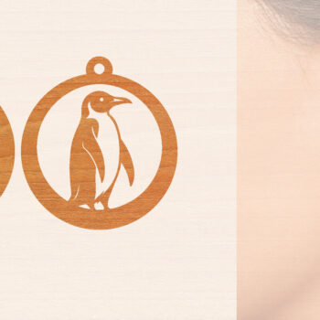 Intra απο ξύλο plywood 3mm-4mm πάχος – Ξύλινα σκουλαρίκια Penguin Δίασταση  5x5 cm INTRAFABR-99191401 - Image 1