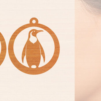 Intra απο ξύλο plywood 3mm-4mm πάχος – Ξύλινα σκουλαρίκια Penguin Δίασταση  5x5 cm INTRAFABR-99191424 - Image 1