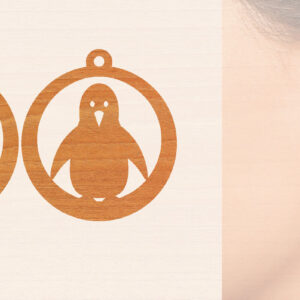 Intra απο ξύλο plywood 3mm-4mm πάχος – Ξύλινα σκουλαρίκια Penguin Δίασταση  5x5 cm INTRAFABR-99191460