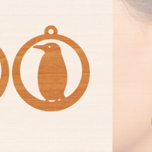 Intra απο ξύλο plywood 3mm-4mm πάχος – Ξύλινα σκουλαρίκια Penguin Δίασταση  5x5 cm INTRAFABR-99191505