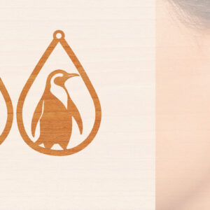 Intra απο ξύλο plywood 3mm-4mm πάχος – Ξύλινα σκουλαρίκια Penguin Δίασταση 5x5 cm INTRAFABR-99190811