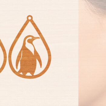 Intra απο ξύλο plywood 3mm-4mm πάχος – Ξύλινα σκουλαρίκια Penguin Δίασταση  5x5 cm INTRAFABR-99190811 - Image 1