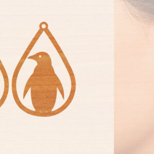 Intra απο ξύλο plywood 3mm-4mm πάχος – Ξύλινα σκουλαρίκια Penguin Δίασταση 5x5 cm INTRAFABR-99190893