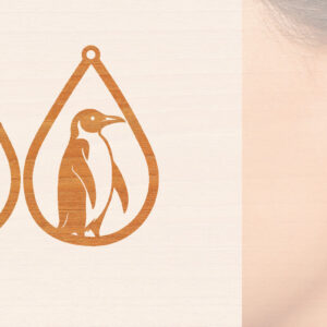 Intra απο ξύλο plywood 3mm-4mm πάχος – Ξύλινα σκουλαρίκια Penguin Δίασταση 5x5 cm INTRAFABR-99190940