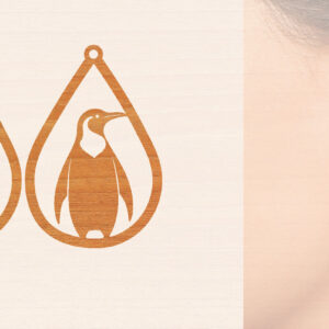 Intra απο ξύλο plywood 3mm-4mm πάχος – Ξύλινα σκουλαρίκια Penguin Δίασταση 5x5 cm INTRAFABR-99190970