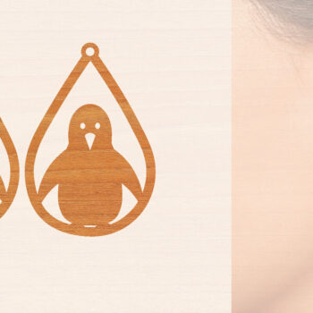 Intra απο ξύλο plywood 3mm-4mm πάχος – Ξύλινα σκουλαρίκια Penguin Δίασταση  5x5 cm INTRAFABR-99191033 - Image 1