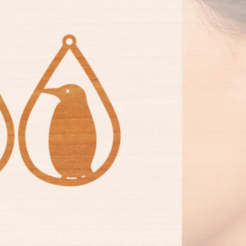 Intra απο ξύλο plywood 3mm-4mm πάχος – Ξύλινα σκουλαρίκια Penguin Δίασταση  5x5 cm INTRAFABR-99191138 - Image 1