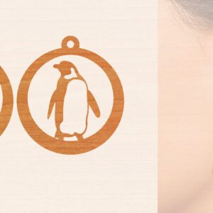 Intra απο ξύλο plywood 3mm-4mm πάχος – Ξύλινα σκουλαρίκια Penguin Δίασταση 5x5 cm INTRAFABR-99191227