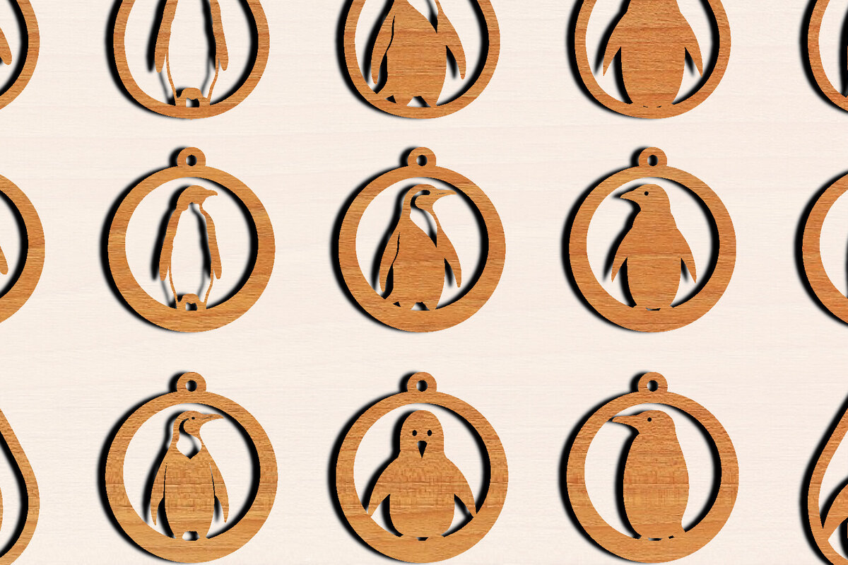 Intra απο ξύλο plywood 3mm-4mm πάχος – Πακέτο Ξύλινα Σκουλαρίκια Penguin Δίασταση  5x5 cm INTRAFABR-99191625