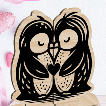 Intra απο ξύλο plywood 3mm-4mm πάχος – Οι πιγκουίνοι αγαπούν το λέιζερ διακοσμήσεων του Αγίου Βαλεντίνου Δίασταση  20x20 cm INTRAFABR-113427605 - Image 1