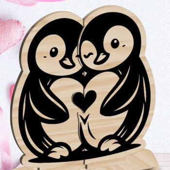 Intra απο ξύλο plywood 3mm-4mm πάχος – Οι πιγκουίνοι αγαπούν το λέιζερ διακοσμήσεων του Αγίου Βαλεντίνου Δίασταση  20x20 cm INTRAFABR-113427529 - Image 1