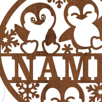 Intra απο ξύλο plywood 3mm-4mm πάχος – Σημάδι ονόματος πιγκουίνων Art Δίασταση  20x20 cm INTRAFABR-75505287 - Image 2