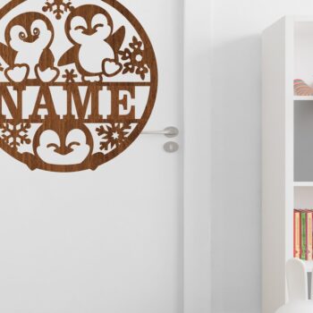 Intra απο ξύλο plywood 3mm-4mm πάχος – Σημάδι ονόματος πιγκουίνων Art Δίασταση  20x20 cm INTRAFABR-75505287 - Image 3