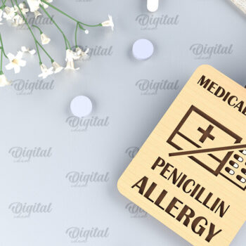 Intra απο ξύλο plywood 3mm-4mm πάχος – Ετικέτα Προειδοποίησης Αλλεργίας Πενικιλλίνης Αποκοπή με λέιζερ Δίασταση 20x20 cm INTRAFABR-97159722 - Image 1