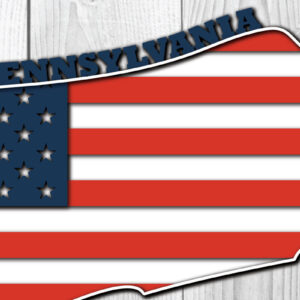 Intra απο ξύλο plywood 3mm-4mm πάχος – Σημαία 3d της Πενσυλβάνια ΗΠΑ Δίασταση  20x20 cm INTRAFABR-65274928