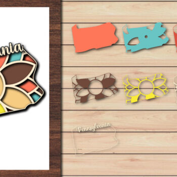 Intra απο ξύλο plywood 3mm-4mm πάχος – Κοπή χαρτιού 3d State Pennsylvania USA Δίασταση  20x20 cm INTRAFABR-64957119 - Image 1