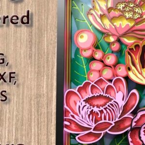 Intra απο ξύλο plywood 3mm-4mm πάχος – Αρχεία λέιζερ πολλαπλών επιπέδων Peony 3D Δίασταση  20x20 cm INTRAFABR-109001562