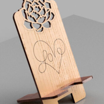 Intra απο ξύλο plywood 3mm-4mm πάχος – Στάση τηλεφώνου Peony and Heart Δίασταση 20x20 cm INTRAFABR-111490487 - Image 1