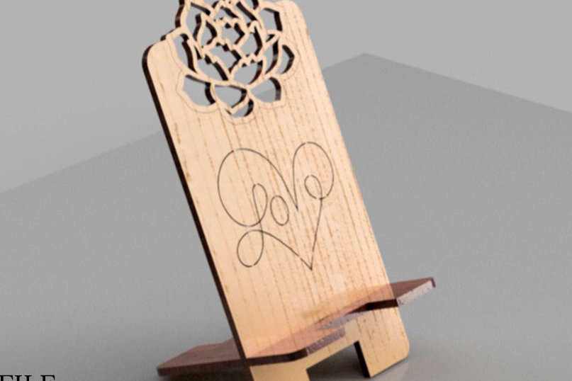 Intra απο ξύλο plywood 3mm-4mm πάχος – Στάση τηλεφώνου Peony and Heart Δίασταση  20x20 cm INTRAFABR-111490487