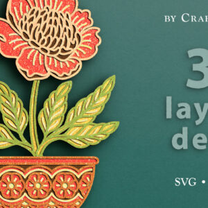 Intra απο ξύλο plywood 3mm-4mm πάχος – Αρχείο αποκοπής με 3D Layered Peony Flower Δίασταση  20x20 cm INTRAFABR-63734641