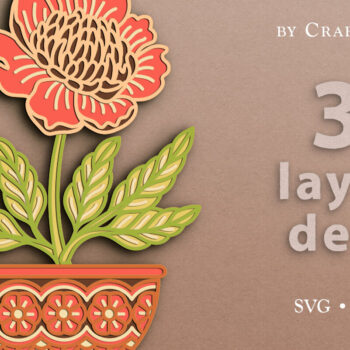 Intra απο ξύλο plywood 3mm-4mm πάχος – Αρχείο αποκοπής με 3D Layered Peony Flower Δίασταση  20x20 cm INTRAFABR-63734641 - Image 2