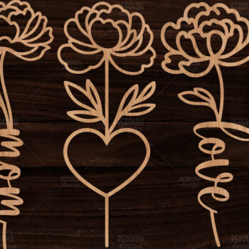 Intra απο ξύλο plywood 3mm-4mm πάχος – Λουλούδι Peony I Δώρο κοπής με λέιζερ Δίασταση  20x20 cm INTRAFABR-113930757 - Image 1