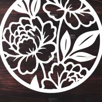 Intra απο ξύλο plywood 3mm-4mm πάχος – Χαρτί κομμένο στρογγυλό σημάδι παιώνιας λουλουδιών Δίασταση  20x20 cm INTRAFABR-122603657 - Image 1