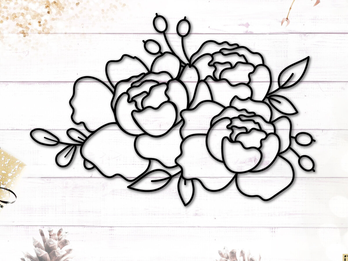 Intra απο ξύλο plywood 3mm-4mm πάχος – Peony Flowers Δίασταση  20x20 cm INTRAFABR-117722791