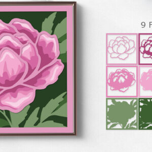 Intra απο ξύλο plywood 3mm-4mm πάχος – Peony 3D Layer/ Paper Cut Peony Δίασταση  20x20 cm INTRAFABR-85928413