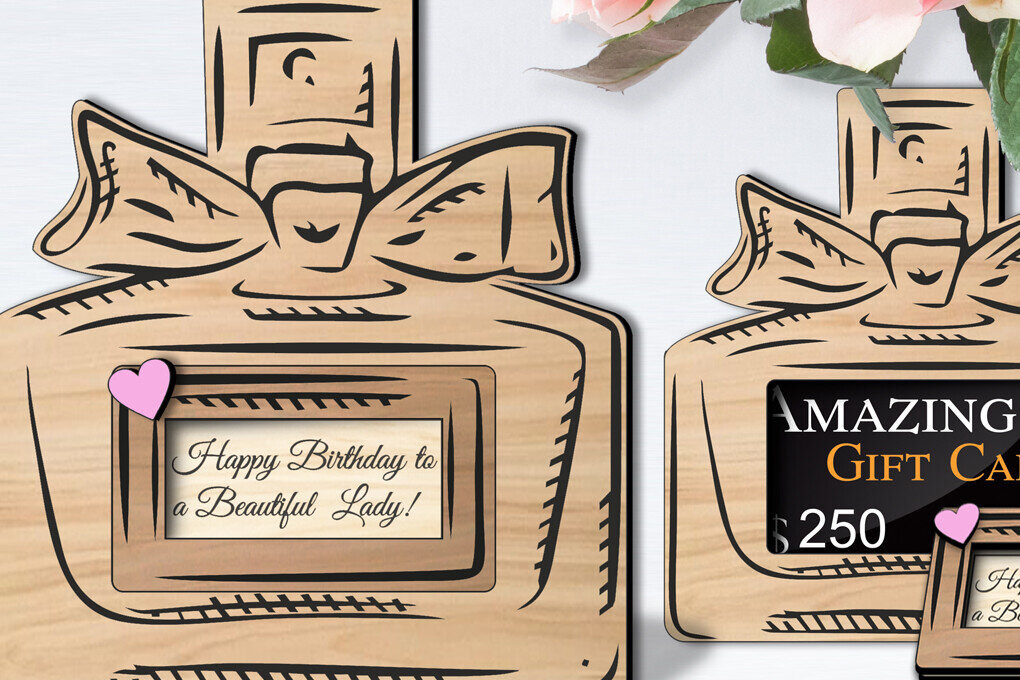 Intra απο ξύλο plywood 3mm-4mm πάχος – Perfume Woman Gift Card Holder Money Holder Δίασταση  20x20 cm INTRAFABR-105935511