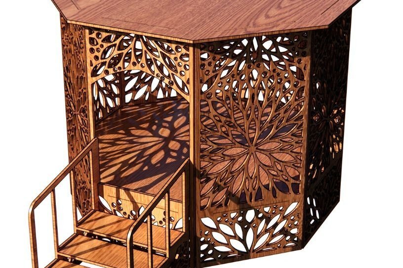 Intra απο ξύλο plywood 3mm-4mm πάχος – Πέργκολα Pet House Δίασταση  20x20 cm INTRAFABR-36507557