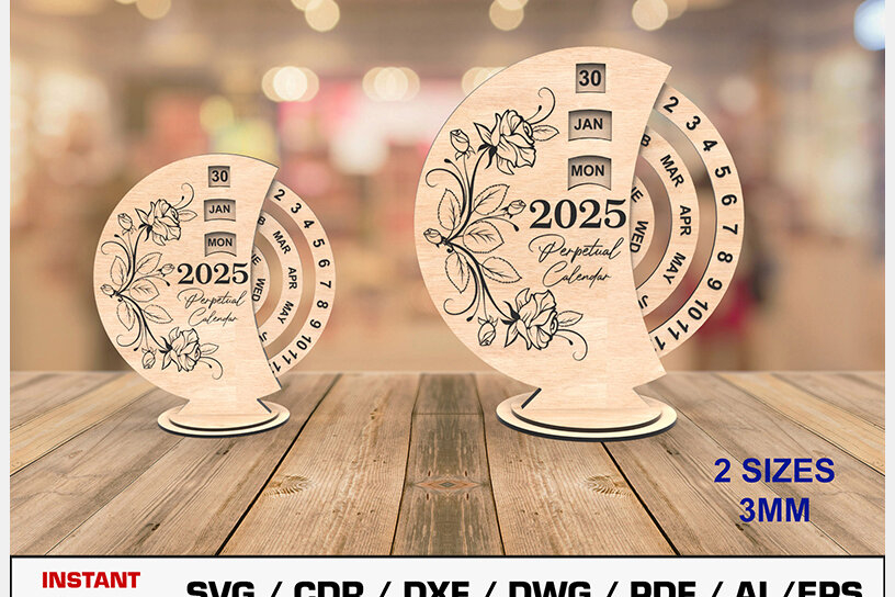 Intra απο ξύλο plywood 3mm-4mm πάχος – Αρχείο περικοπής με λέιζερ Perpetual Calendar 2025 Δίασταση  20x20 cm INTRAFABR-112278045