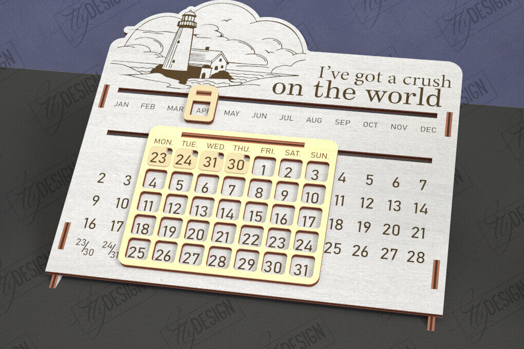 Intra απο ξύλο plywood 3mm-4mm πάχος – Διαρκές Ημερολόγιο | Επιτραπέζιο Ημερολόγιο Δίασταση  20x20 cm INTRAFABR-112897982