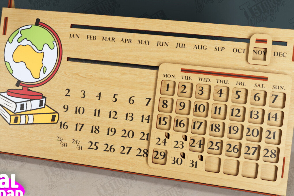 Intra απο ξύλο plywood 3mm-4mm πάχος – Διαρκές Ημερολόγιο | Επιτραπέζιο Ημερολόγιο Δίασταση  20x20 cm INTRAFABR-112679869