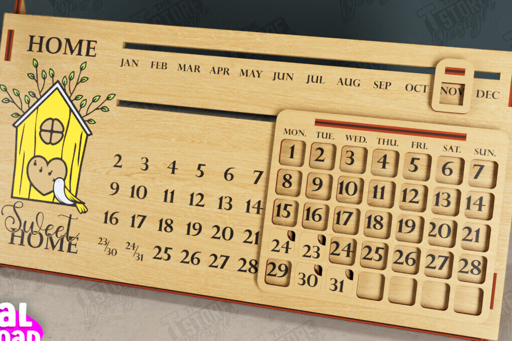 Intra απο ξύλο plywood 3mm-4mm πάχος – Διαρκές Ημερολόγιο | Επιτραπέζιο Ημερολόγιο Δίασταση  20x20 cm INTRAFABR-112679873