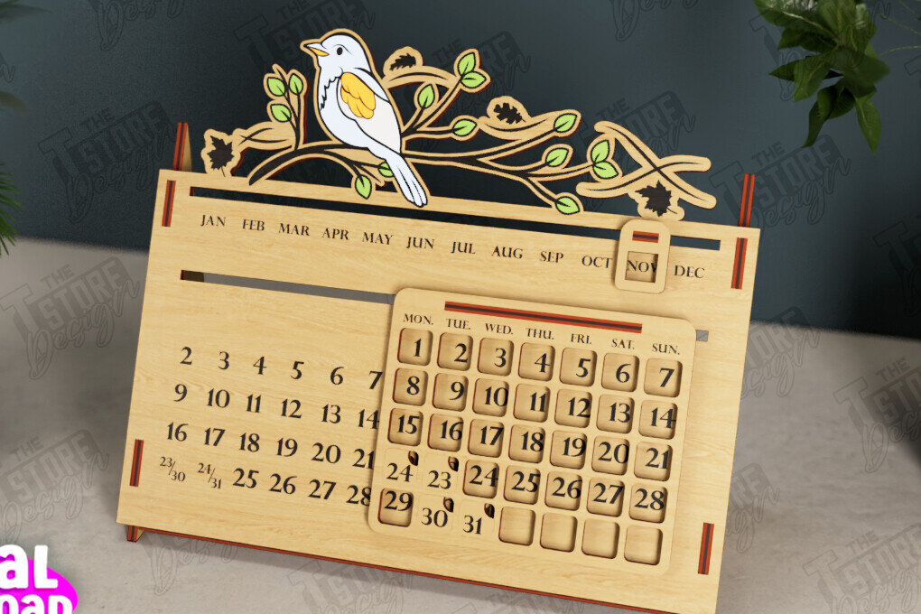 Intra απο ξύλο plywood 3mm-4mm πάχος – Διαρκές Ημερολόγιο | Επιτραπέζιο Ημερολόγιο Δίασταση  20x20 cm INTRAFABR-112679911