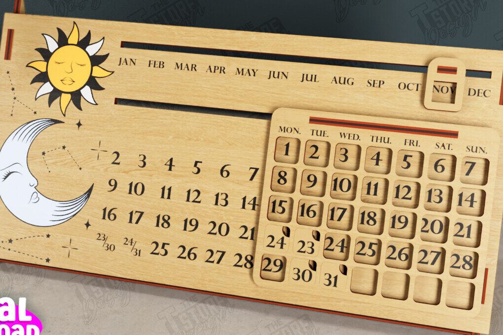 Intra απο ξύλο plywood 3mm-4mm πάχος – Διαρκές Ημερολόγιο | Επιτραπέζιο Ημερολόγιο Δίασταση  20x20 cm INTRAFABR-112679861
