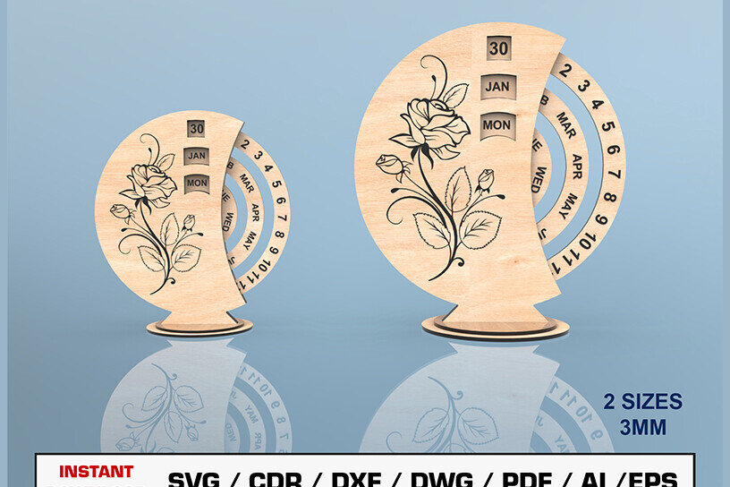 Intra απο ξύλο plywood 3mm-4mm πάχος – Αρχείο περικοπής με λέιζερ Perpetual Calendar Δίασταση  20x20 cm INTRAFABR-93326249