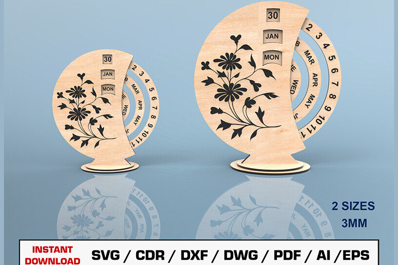 Intra απο ξύλο plywood 3mm-4mm πάχος – Αρχείο περικοπής με λέιζερ Perpetual Calendar Δίασταση  20x20 cm INTRAFABR-93326263